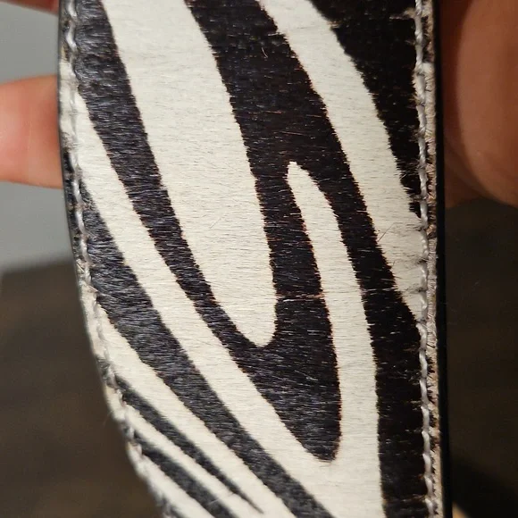 Talbots Zebra Print Calf Hair Belt - Picture 2 of 5